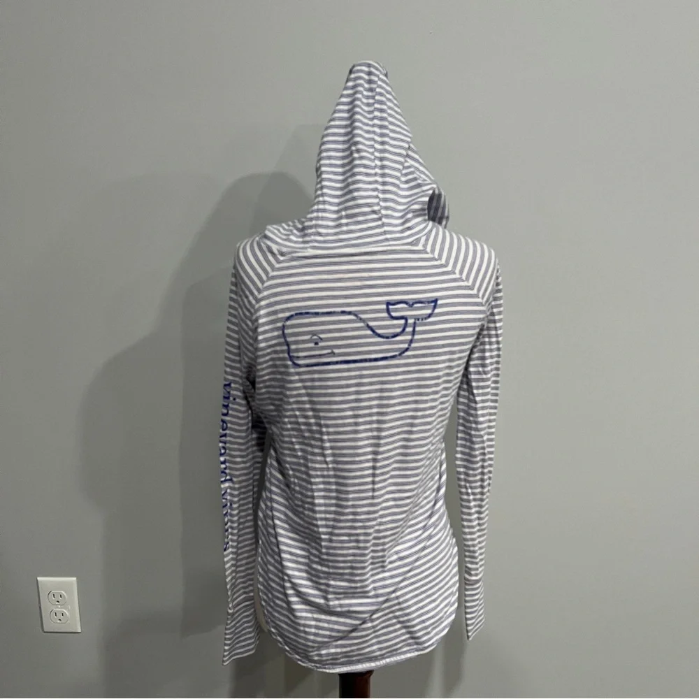 Vineyard Vines Girls Large Longsleeve Striped Navy and White Hoodie T Shirt 14 - Picture 7 of 7